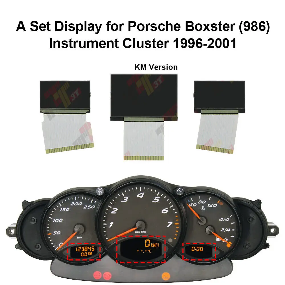 Dashboard LCD A Set Display for Porsche 911 996 and 986 Boxster Instrument Cluster KM Version