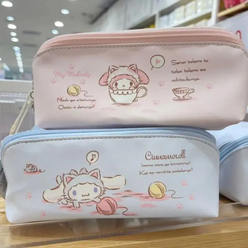 Sanrio Mymelody Cinnamoroll Cosmetic Storage Bag Kawaii Cartoon Student Pencil Case Large Capacity Multi-Functional Storage Bag