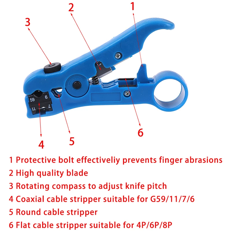 Coaxial cable wire cutter stripping tool cat 5 rg 59/6 rg 7/11 stripper tool