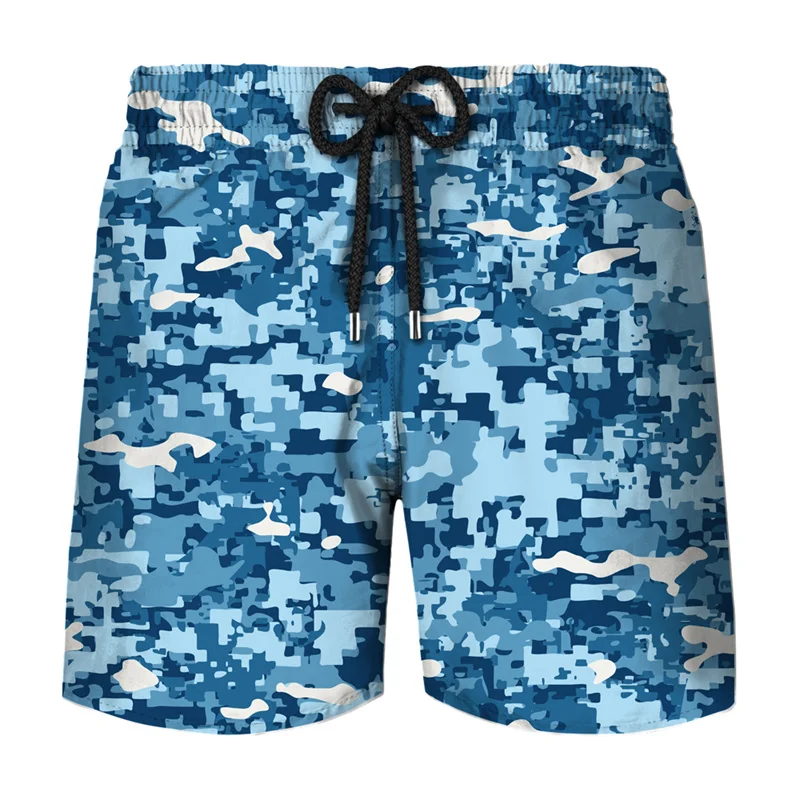 

America Military Camouflage Board Shorts Men 3D Print Hawaii Beach Shorts Army Veteran Tactics Camo Shorts Pants Cool Ice Shorts