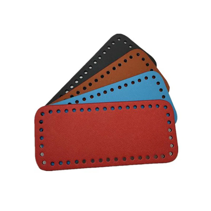 Parte inferior hecha a mano de cuero PU para mujer, monedero resistente al desgaste, accesorios rectangulares, piezas para bolso de mano, parte inferior de bolso de punto