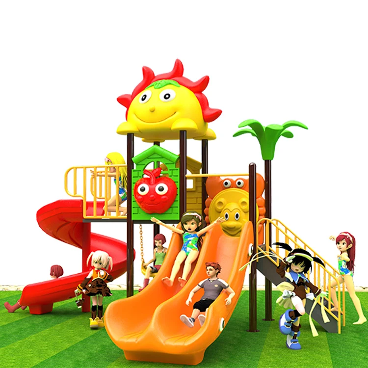 Large Outdoor Amusement Equipment Kids Metal Plastic Slides Playhouse Backyard Climbing Swing Stair Slides Kids Park Amusement