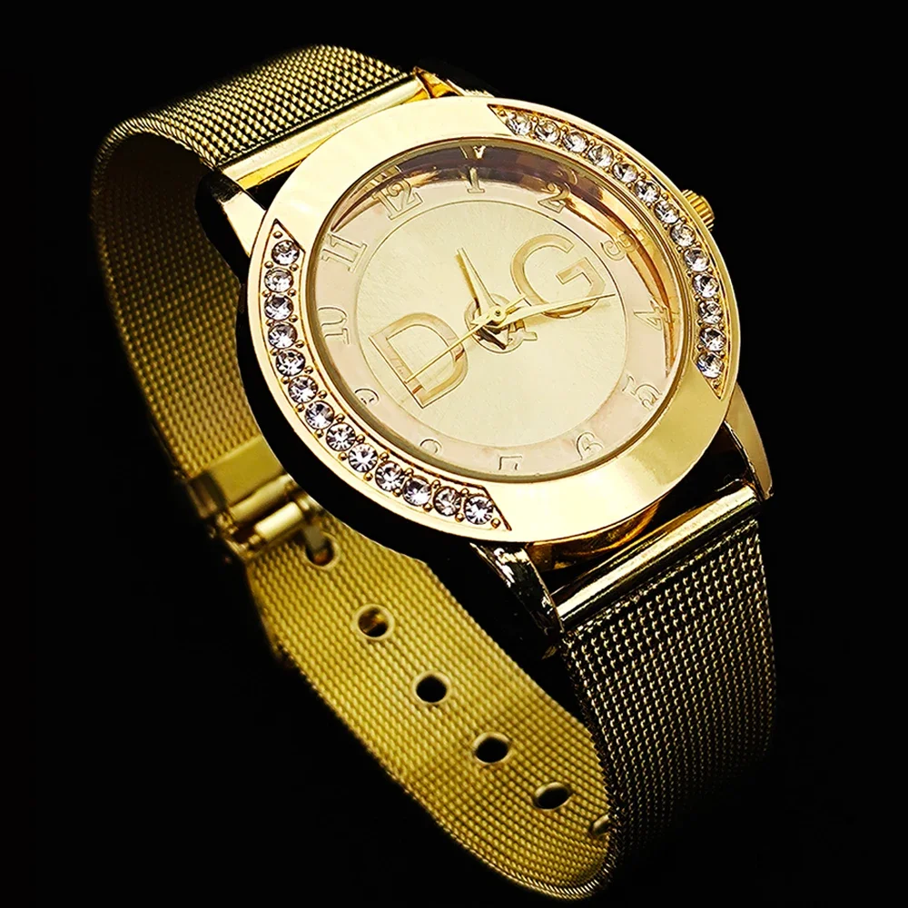 DQG-Reloj de cuarzo de acero inoxidable para Mujer, pulsera informal de marca de lujo a la moda europea, gran oferta, 2022