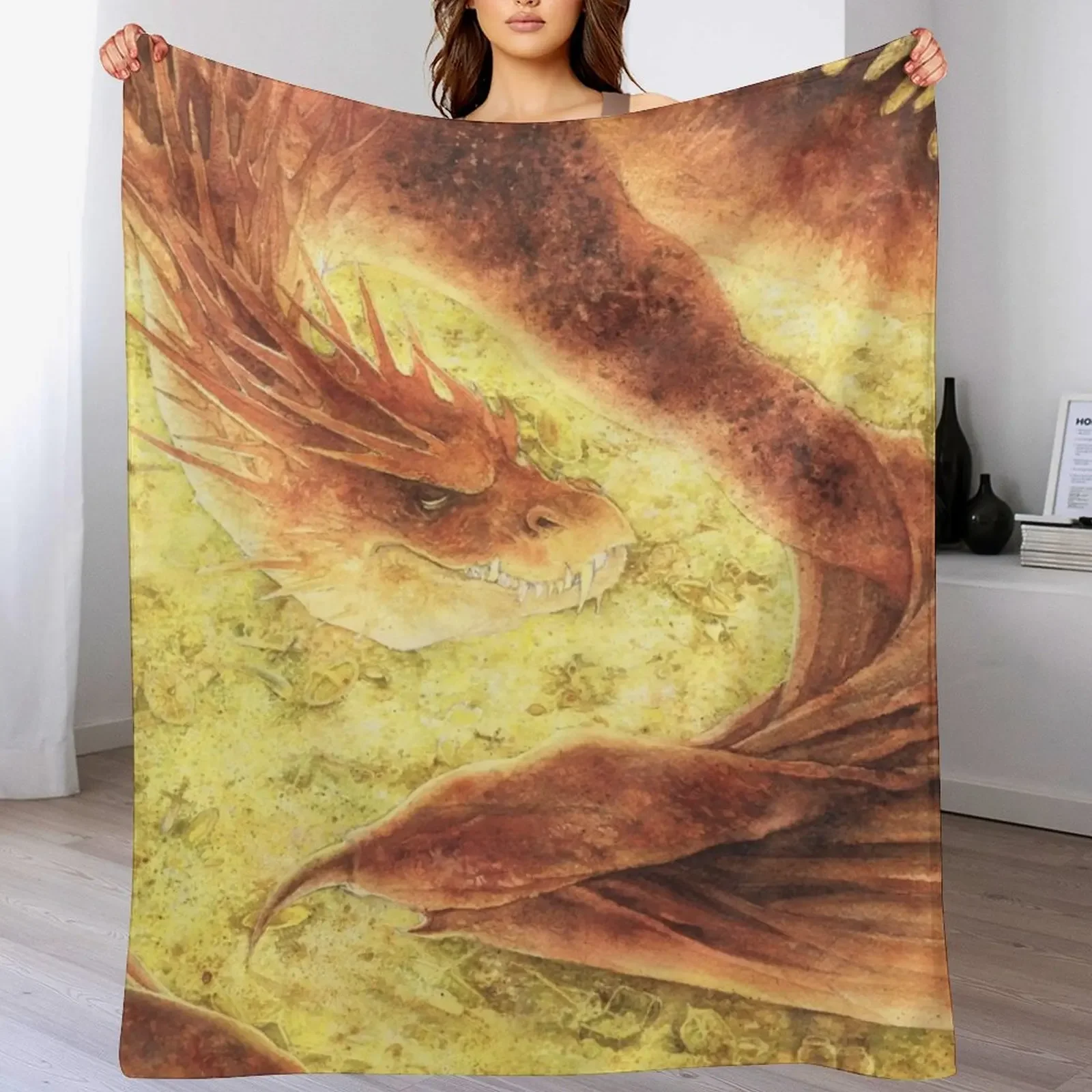 

SLEEPING SMAUG Throw Blanket Softest Flannel funny gift Blankets