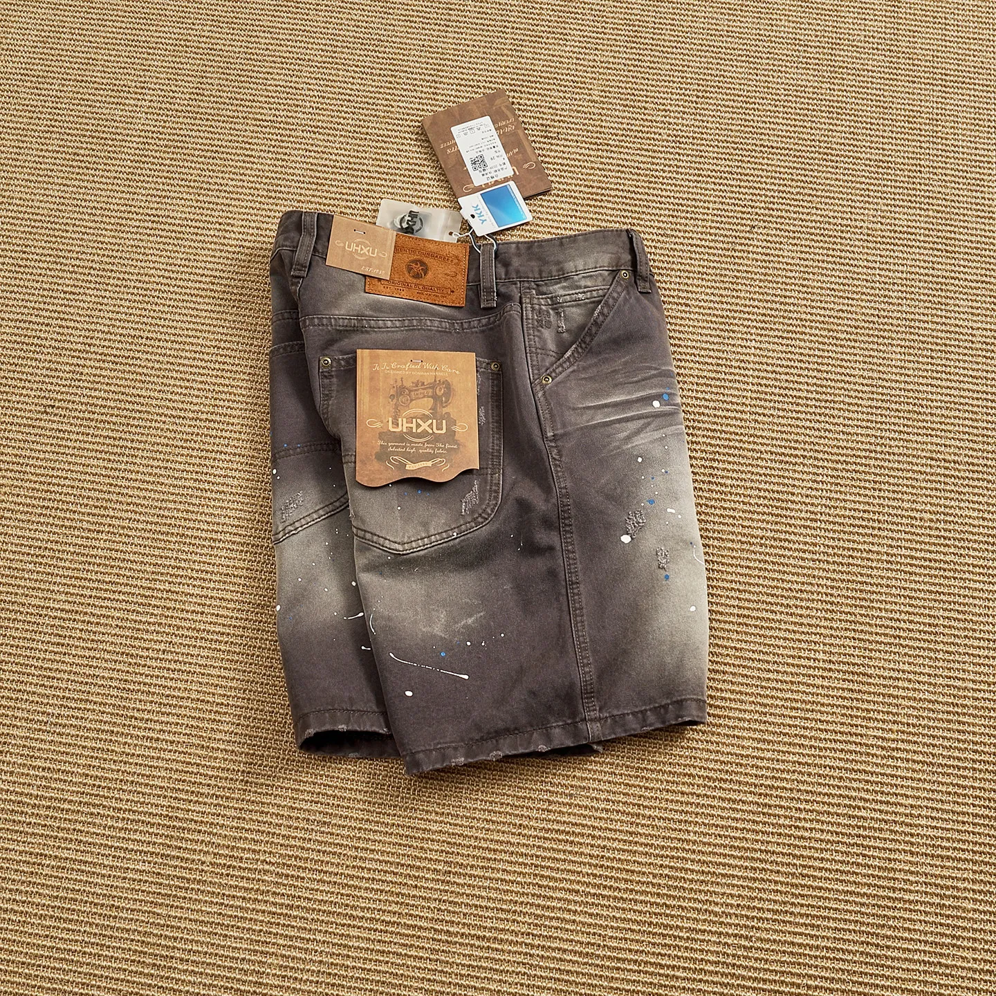 2039# Summer New American Retro Heavyweight Cargo Shorts Men's Amekaji 100% Cotton Washed Casual Straight 5-point Logging Pants