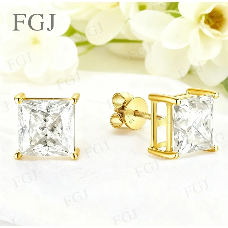

Princess D Color Earrings Moissanite Stone1CT/3CT/6CT S925 10K 14K 18K Excellent Cut Earrings Luxury Anniversary Jewelry Gifts