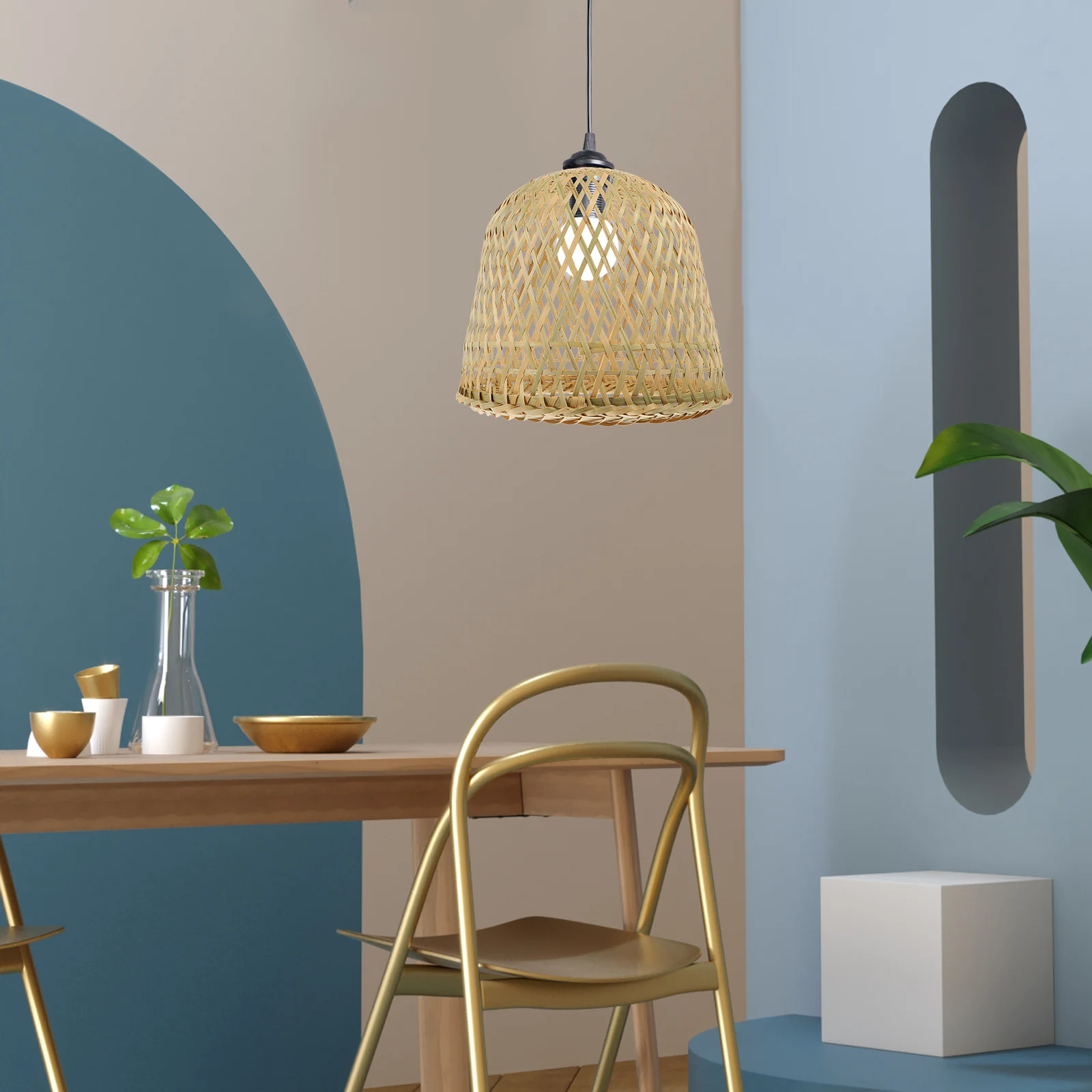 

Chandelier Shade Table Lamp Hand-woven Lampshade Vintage Balcony Bamboo Weaving Rustic Office Decoration Hallway