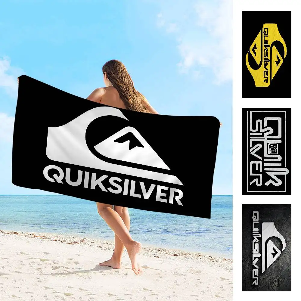 Q-QuiksilverS Logo ستوكات مطبوعة منشفة الشاطئ تسلق الجبال اليوغا الشاطئ السباحة الجري منشفة ناعمة ماصة #1