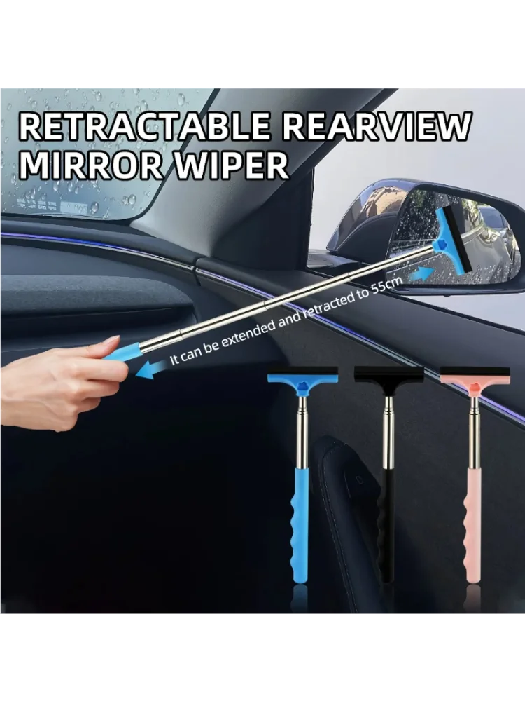 Auto-achteruitkijkspiegelwisser, telescopische zuigmond voor autoglas, draagbare waterreinigingsstaaf, mini-reinigingshulpmiddel voor auto's - afbeelding 2