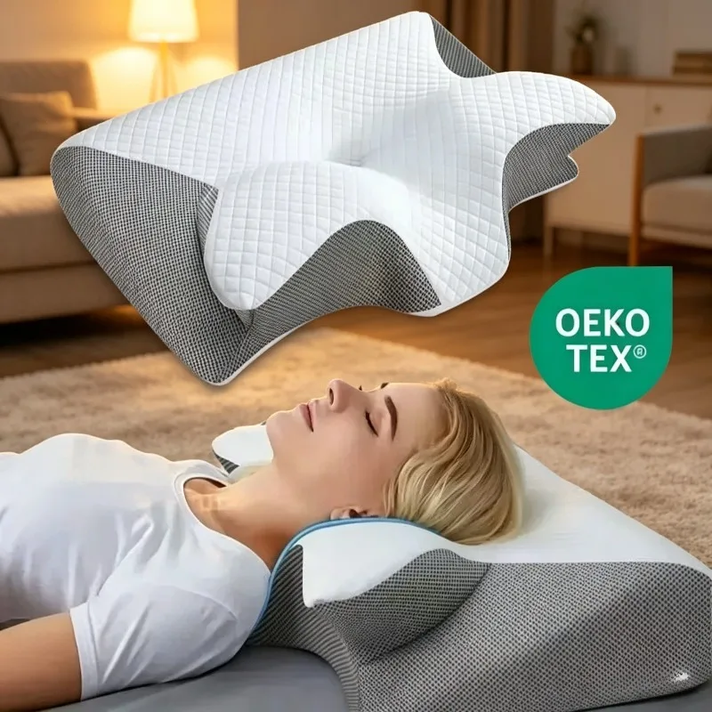 Almohada Cervical Ergonómica para Todas las Posiciones de Sueño - Almohada de Soporte Contorneado para el Cuello