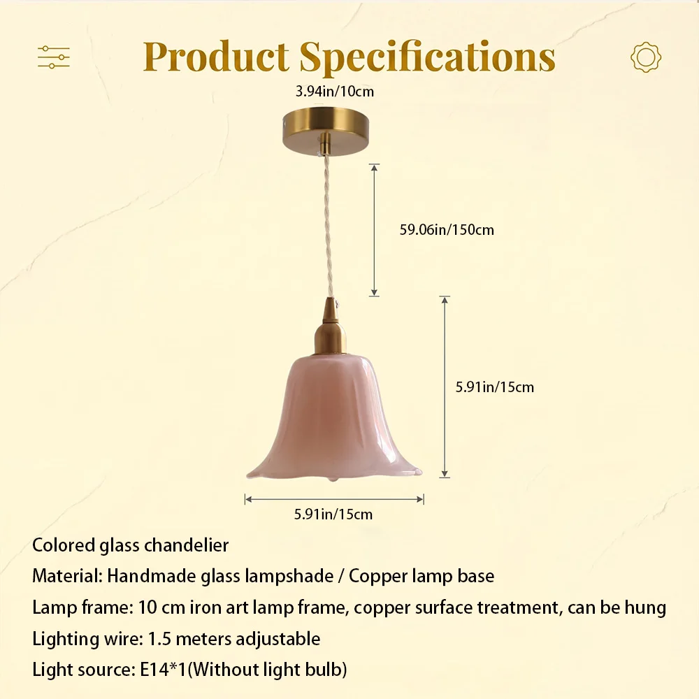 Nordic Retro and Simple Glass Chandelier, Old Shanghai Republic of China Bar Counter Restaurant Bedroom Bedside Cafe Chandelier view 3