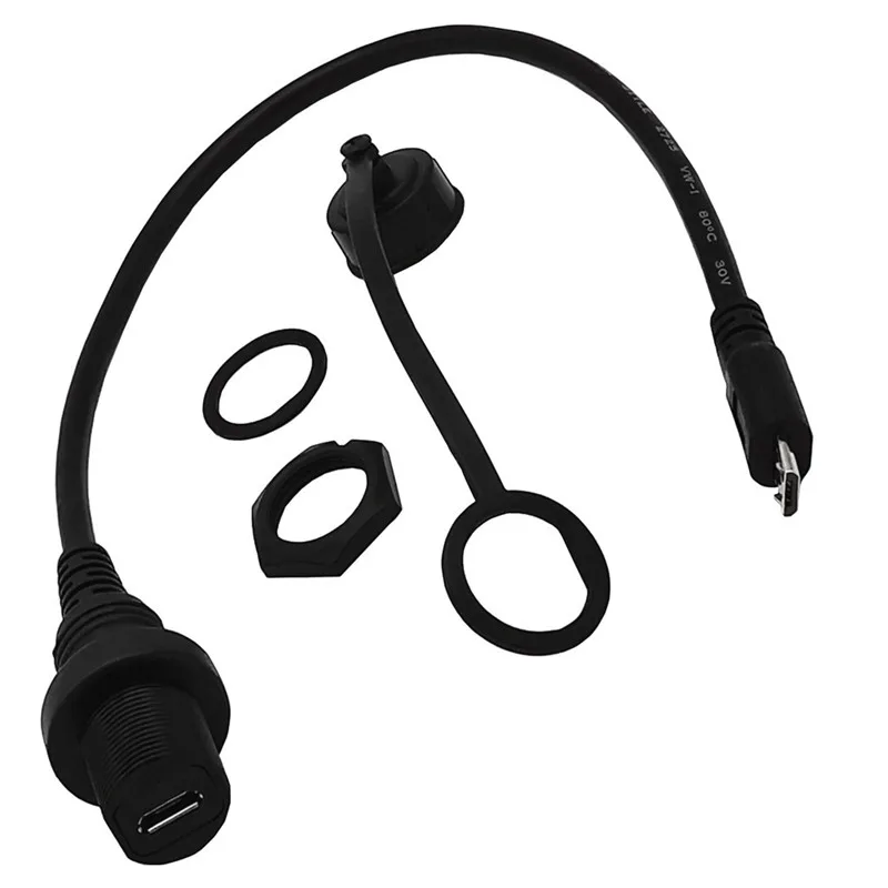 0.3m 1m Micro USB Waterproof Cable,Micro-USB 2.0 5pin IP67 Male to Female Panel Mount Water Proof Connector Extension Cord