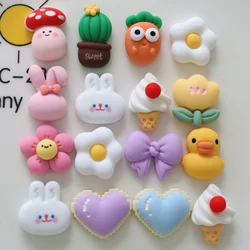 10 Pcs Kawaii Resin Cartoon Flower Rabbit Series Flat Back Cabochon Crafts Clothing DIY Scrapbooking Decorative Accessories