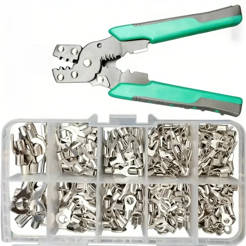 

320pcs/4-in-1 Multifunctional Pliers Combination, Copper Nose Crimping Terminals, OT/UT Brass Tinned Cold Pressed Bare Terminals