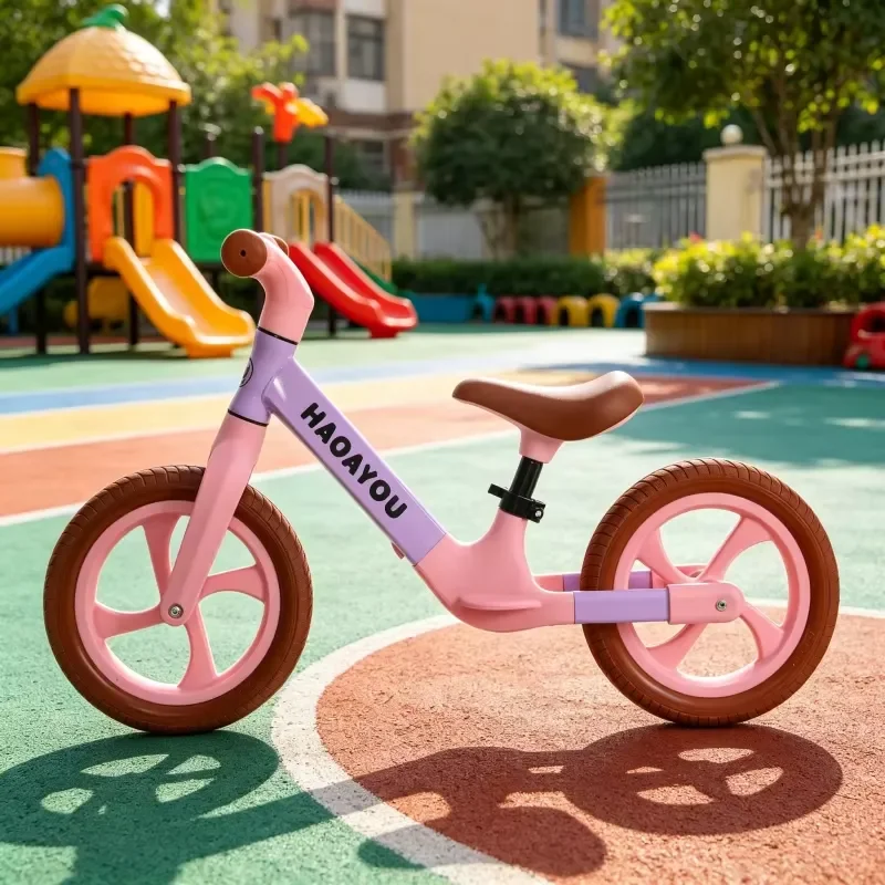 Premium PP High Carbon Steel Kids Balance Bike No Pedal 12inch Tires Leather Cover Saddle for Boys Girls 2-7 Years