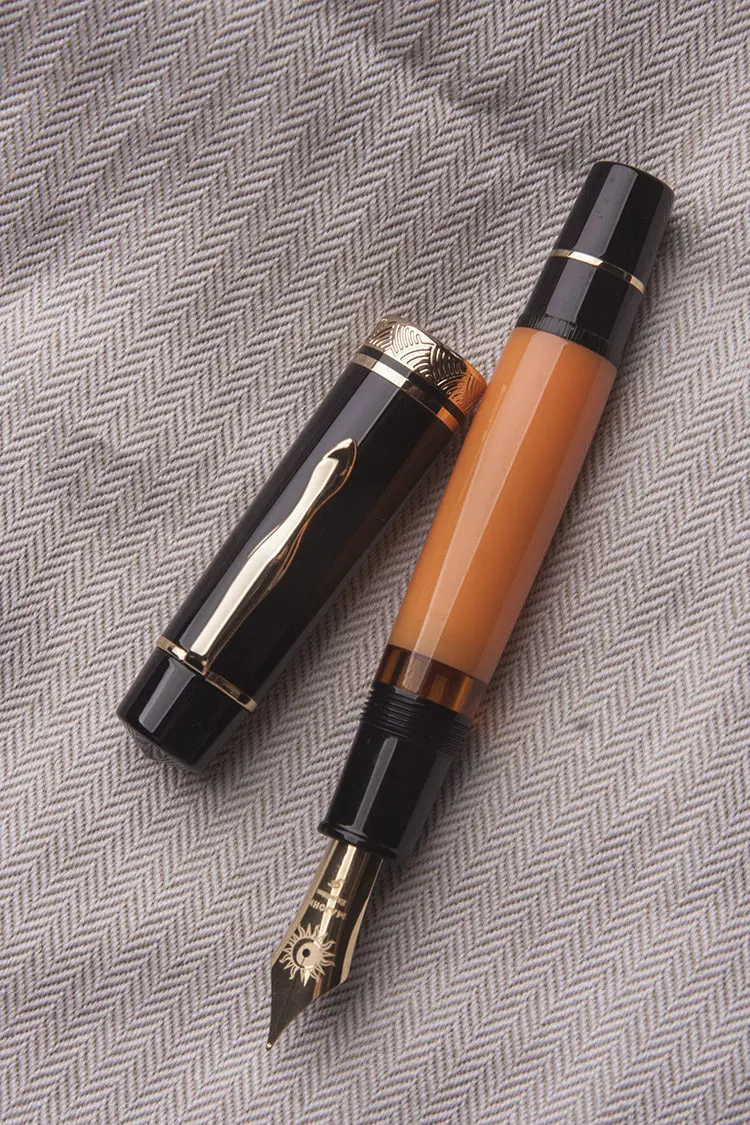 MAJOHN P139 Full Brass Piston Fountain Pens Large Size No.8/#8 40mm Pen Tip, EF F M 0.7MM Hard Rubber Tongue Ink Pen