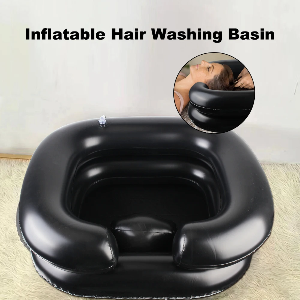 Shampoo Sink With 1M Drain Tube Elderly Medical Care Hair Washing Tub Inflatable Shampoo Basin for Bedridden/Injured Portable