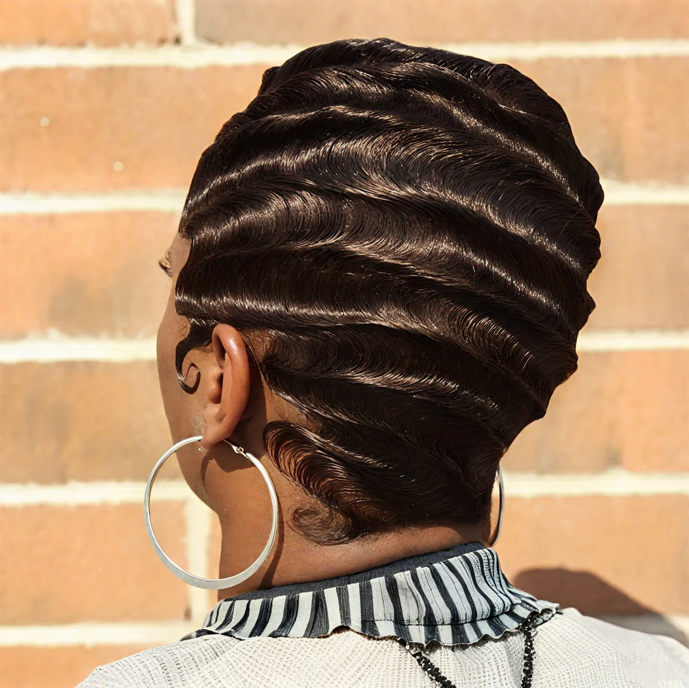 

Коричневый парик из натуральных волос с эффектом «волны пальцев», короткая стрижка «пикси», парик «волна океана», парик «мамины волосы», машинная работа, для женщин