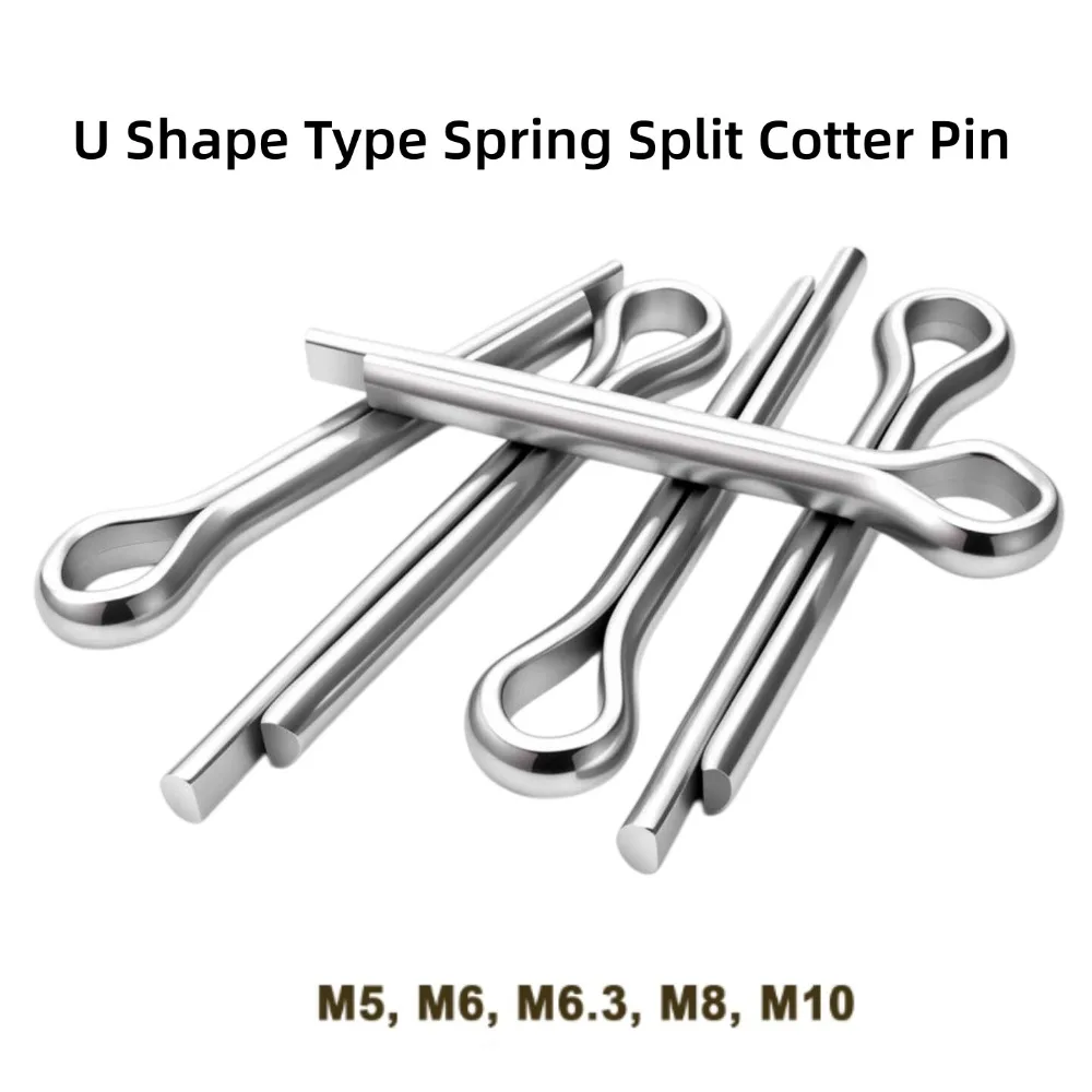 U Shape Spring Split Cotter Pin M5 M6 M6.3 M8 M10 304 Stainless Steel Open Elastic Snap Clamp Pin Mechanical Fix Hardware