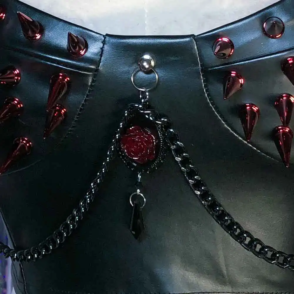 Goth Tops Festival Bra Grunge Boho Gothic Tank Punk Rock Clothes Vkei with Spikes Y2K T-shirt Women's Emo Clothing Spiked