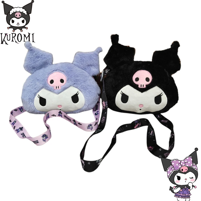 

Милая плюшевая женская сумка Sanrio Kuromi, модная женская сумка через плечо для хранения, нулевой кошелек, подарочные детские сумки для девочек