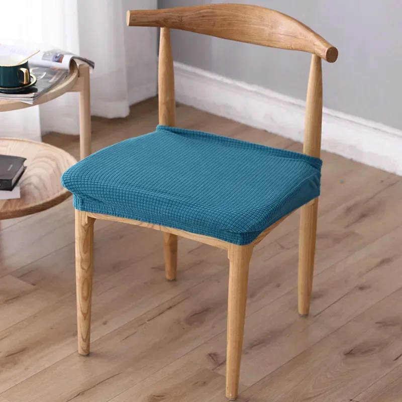 Jacquard Chair Cover Dining Room Plain Stretch Chair Seat Slipcover Removable Spandex Seat Cushion Cover Kitchen Restaurant Home