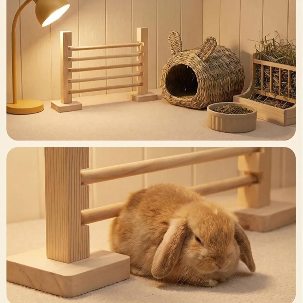 Wood Rabbit Jump Bar Bite Resistant Adjustable Height Bunny Jump Training Detachable Pet Bunny Small Animal Games