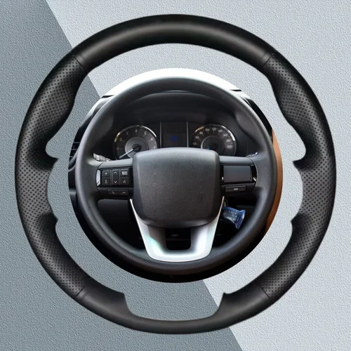 Imagen 1 del producto Protector de volante de coche personalizado para Toyota Fortuner Hilux 2015-2021 accesorios interiores de coche antideslizantes de cuero Artificial