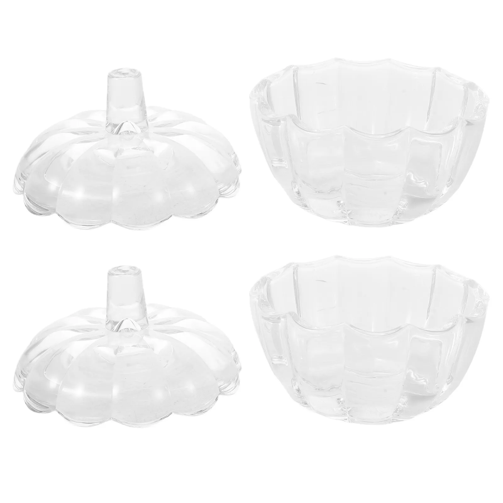 Transparent Glass Pumpkin Jars with Lids, Embossed Design Jewelry Organizer & Party Storage Container, 2 pcs