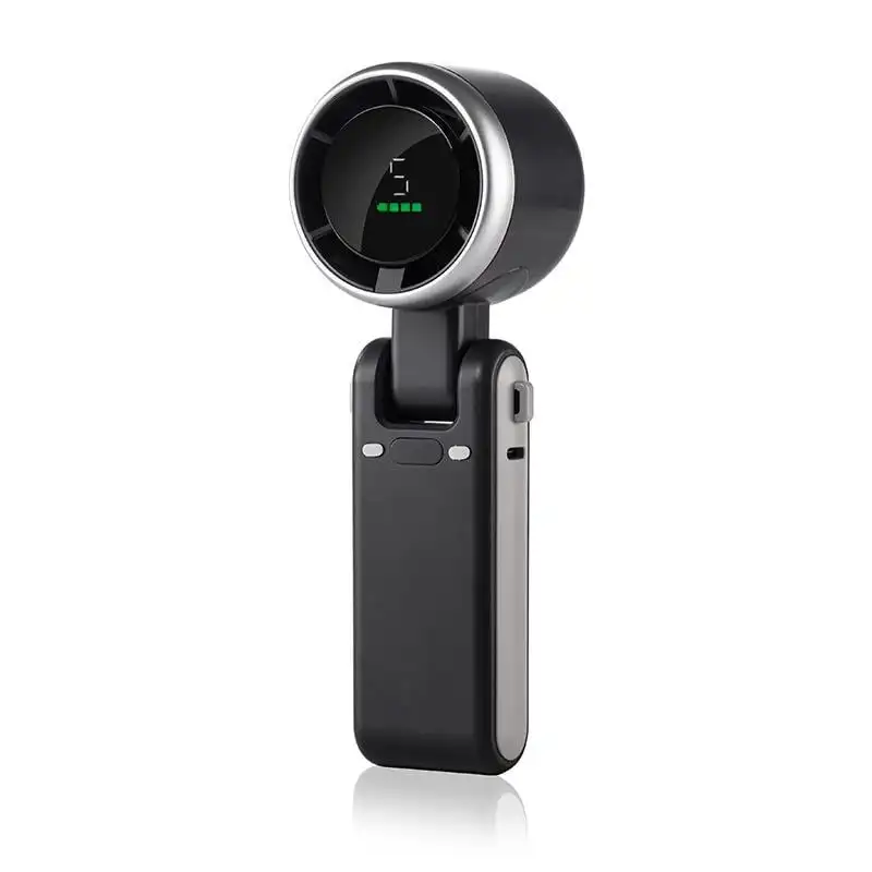 Handheld Turbo Fan, 5 Speeds & High Speed, 4000mAh Rechargeable Mini Personal Fan, Blows Cold Air, Battery Operated Travel Essentials for Beach Vacation, Gifts for Women & Men (Black)