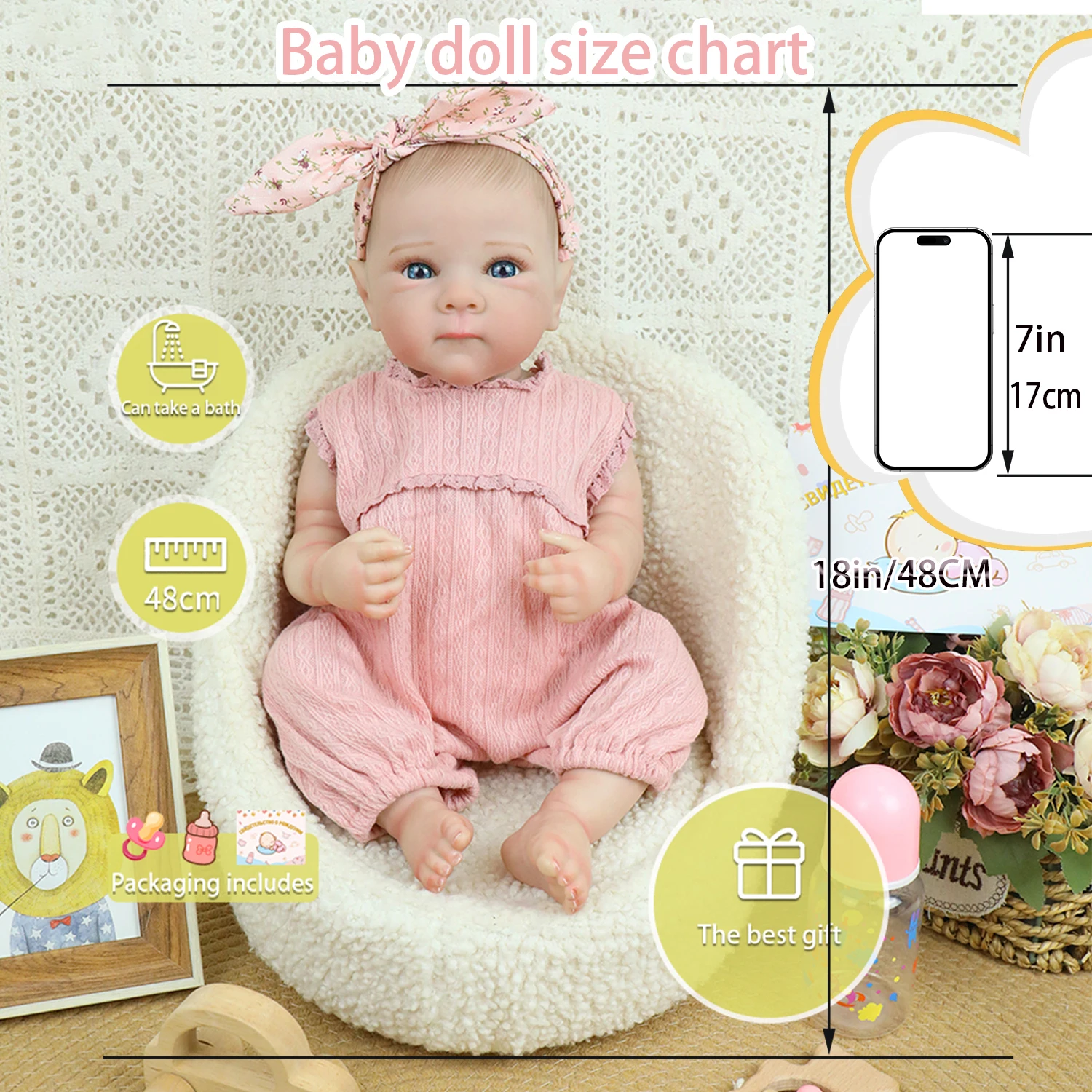 

18-дюймовые реалистичные куклы Bettie Reborn, мягкие силиконовые виниловые куклы для новорожденных с ручной росписью волос для девочек, рождественские подарки