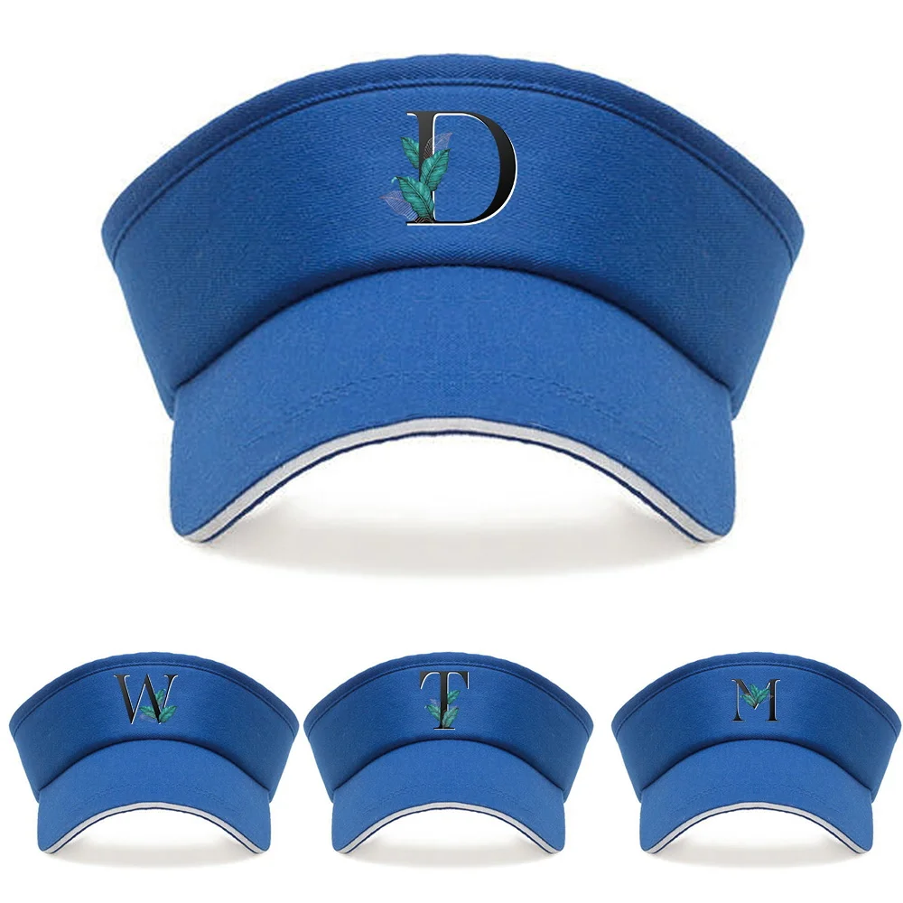 Lightweight Breathable Sun Visor Leaf Letter Print Unisex Adjustable Sports Cap for Golf Tennis Outdoor