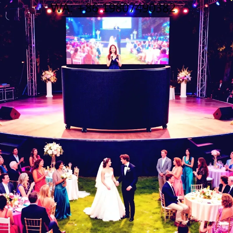 

Multi-scene Portable DJ Booth LED Display Stage Scrim System Mobile Stand for Hotel Mall Home Disco Party Live Performances
