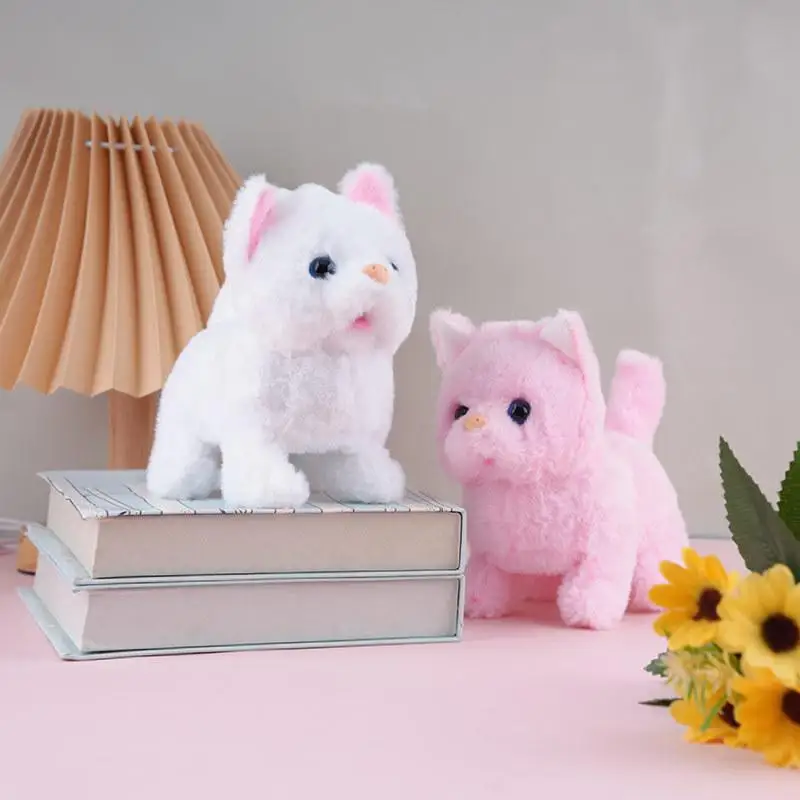 1Pc Elettrico Peluche Gatto Giocattolo Camminare Abbaiare Macchina in Movimento Simulazione Peluche Giocattolo per Animali Domestici per Gatti Gioco Interattivo e Intrattenimento ​ ​