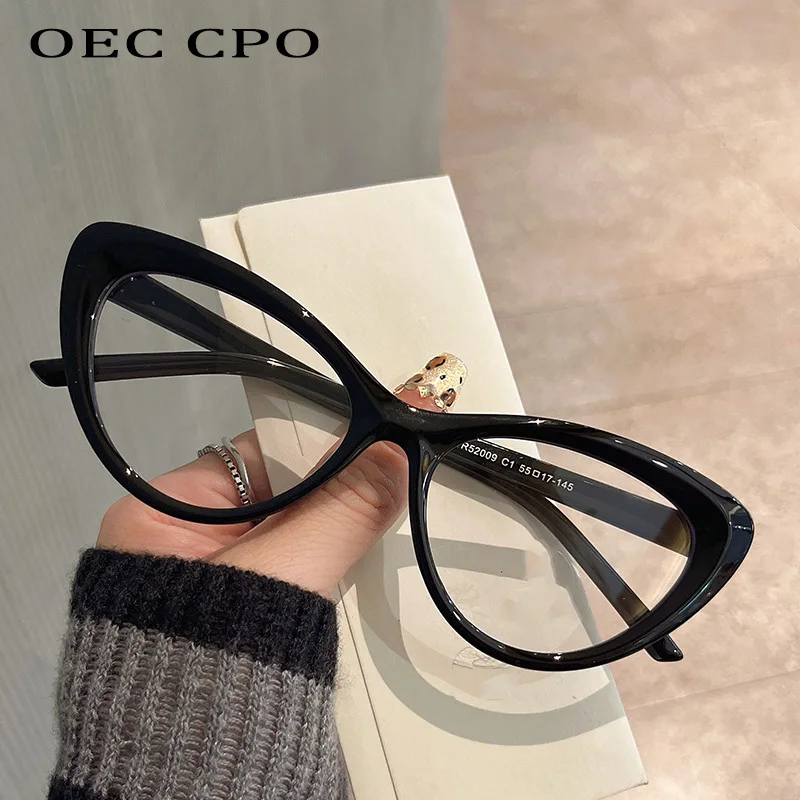 

OEC CPO Fashion Cat Eye Glasses Women Vintage Clear Lens Anti Blue Light Computer Eyewear Optical Eyeglass Frames