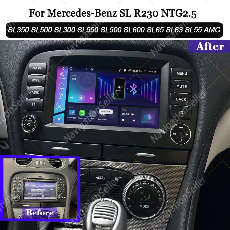 

Android Head Unit For Mercedes SL R230 SL350 SL500 SL300 SL550 SL500 SL600 SL65 SL55 AMG Carplay Autoradio Touch Screen Video BT