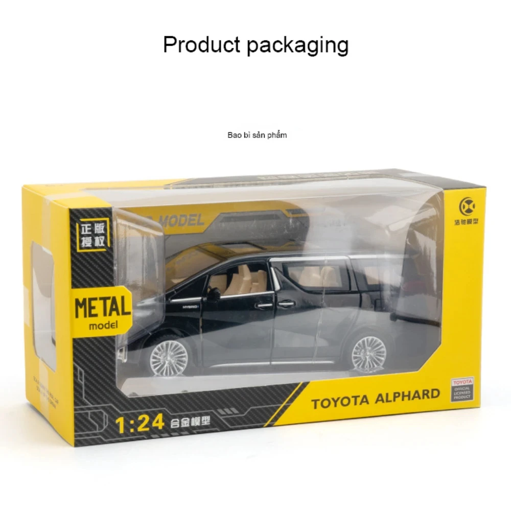 1:24 Toyota ALPHARD MPV Van Diecast Toy Car Model Miniature Pull Back Sound & Light Doors Openable Collection Gift Boy C317