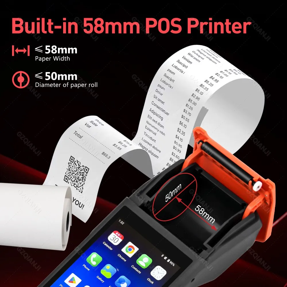 Android POS Printer 58mm Bluetooth Thermal Receipt Printer 57mm Portable Terminal Point Of Sale System All in One Impressora