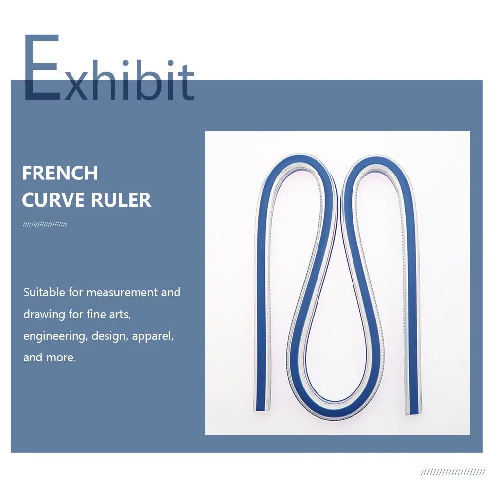 2Pcs Flexible Curve Ruler Soft Rubber Core Metal Frame Bendable Ruler for Sewing Patterns Drafting Curved Lines Architecture
