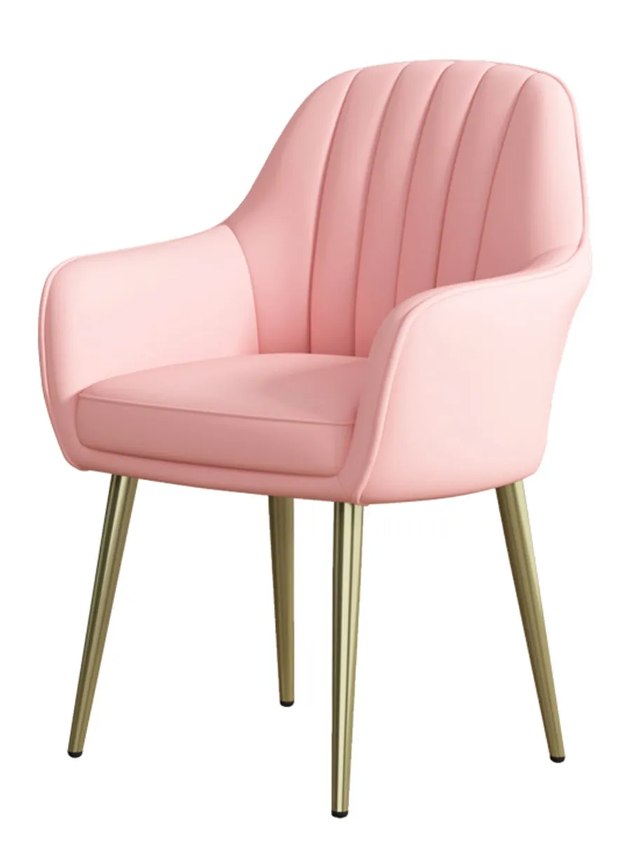 For Pink Leather Dining Chair, Upholstered Vanity Stool for Bedroom, Home Restaurant Seating