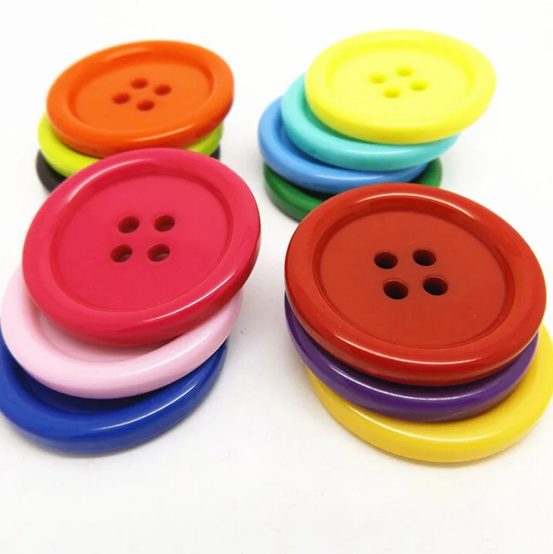 Large Resin Coat Sewing Buttons, 4-Holes Round Buttons, DIY Garment Accessories, 34mm, 38mm, 44mm, 50mm, 5Pcs, Lots