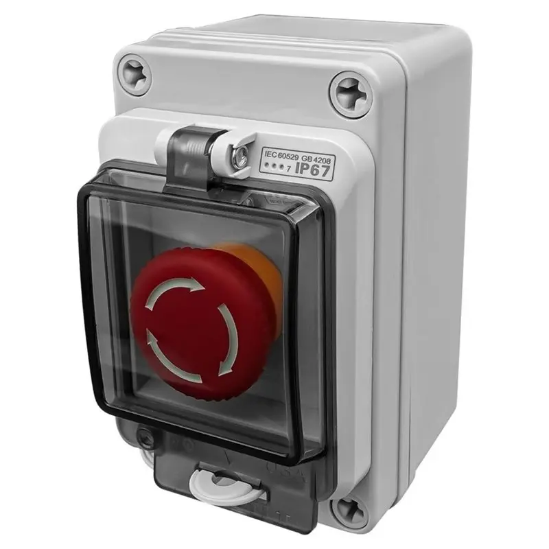DTA4-Emergency Stop Button With Weatherproof Box,660V 10A,IP67 Rated, Emergency Shut Off Switch,E-Stop Red Push Button Switch
