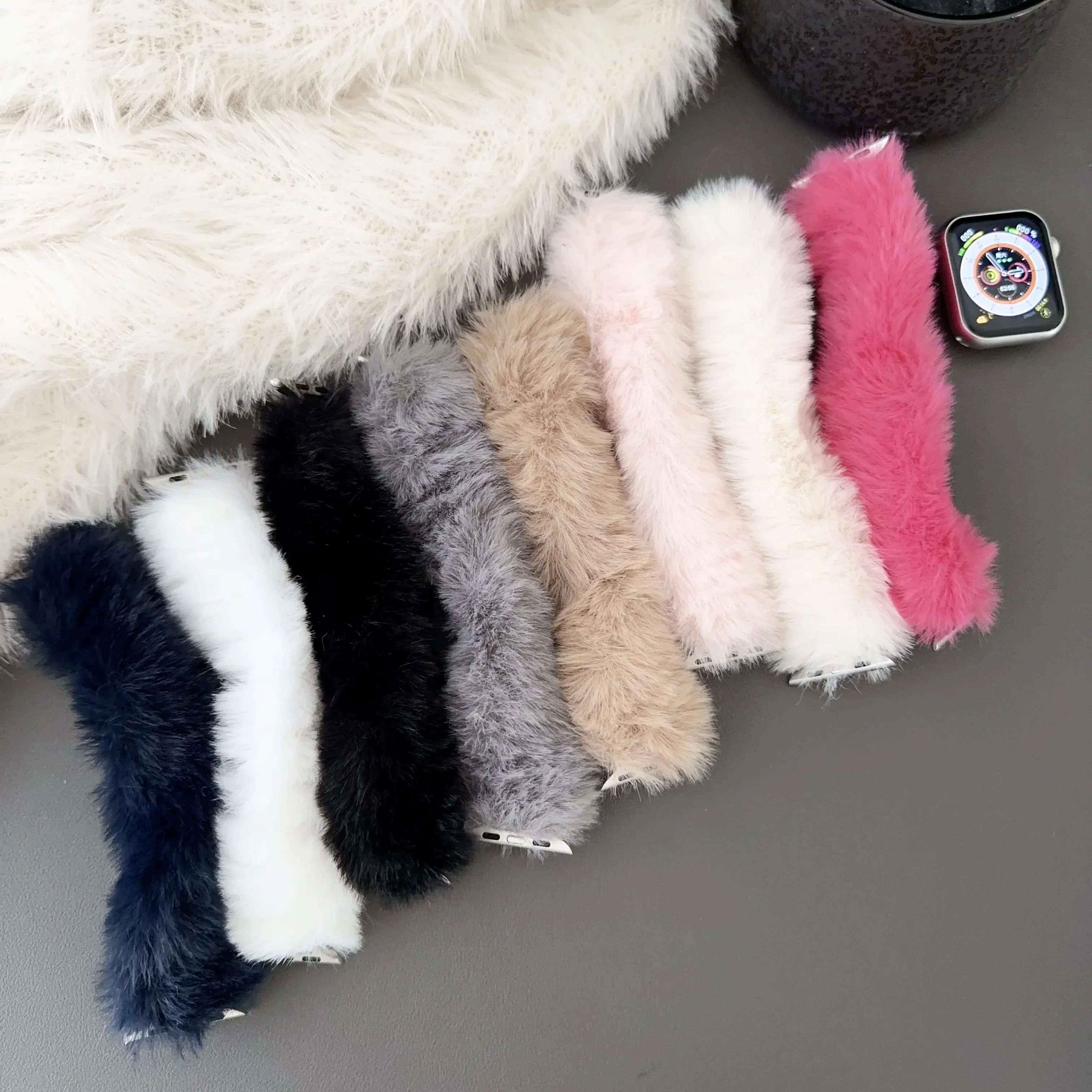 Woman Winter Fluffy Plush Strap 49mm For Apple Watch Ultra 2 Bracelet For iWatch Series 9 8 7 6 5 4 SE 41mm 45mm Band 44mm 40mm