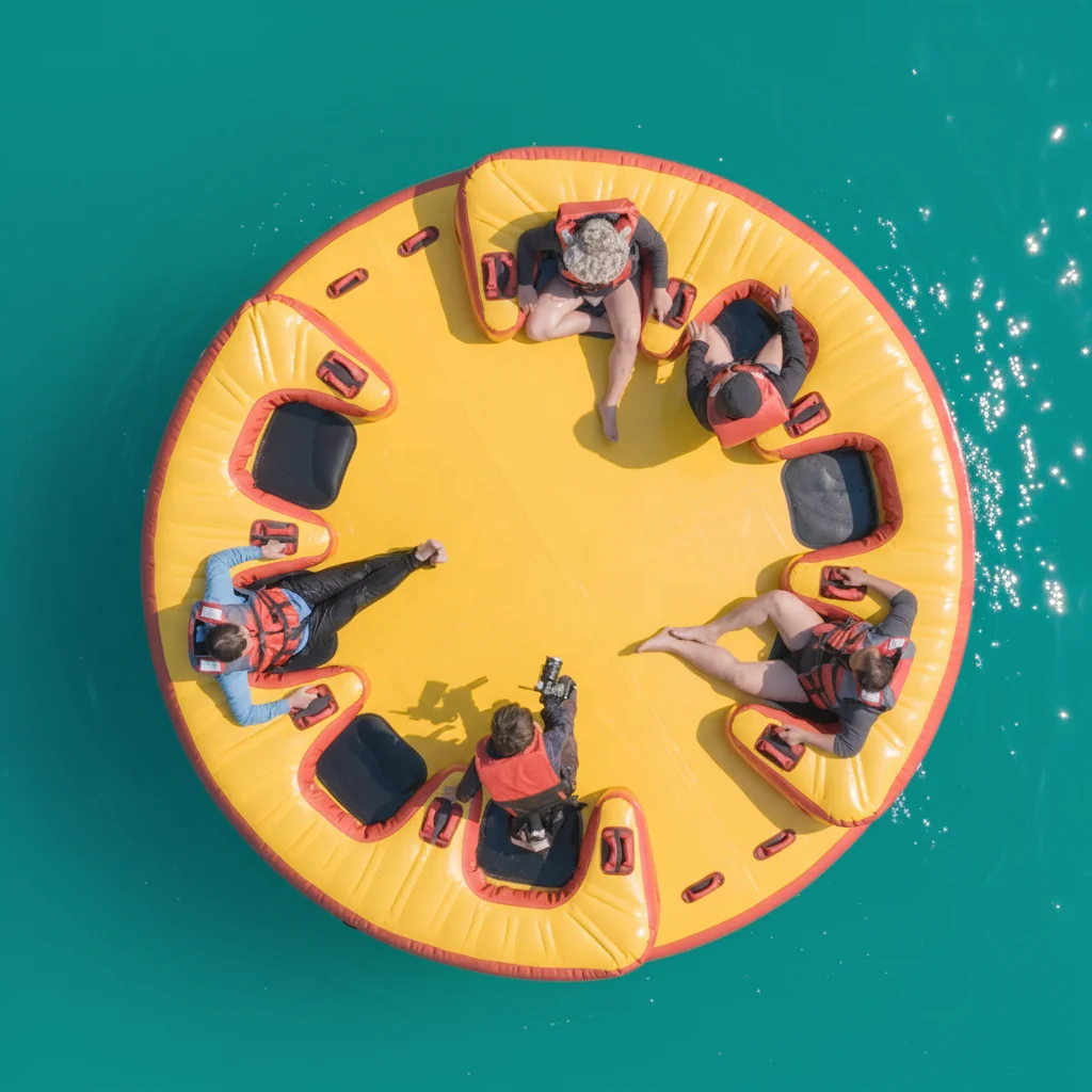 

2026High Quality Inflatable Drift Slider Floating Cushion Comfortable Water Games Water-filled Crazy UFO Sofa Towable Twister Bo
