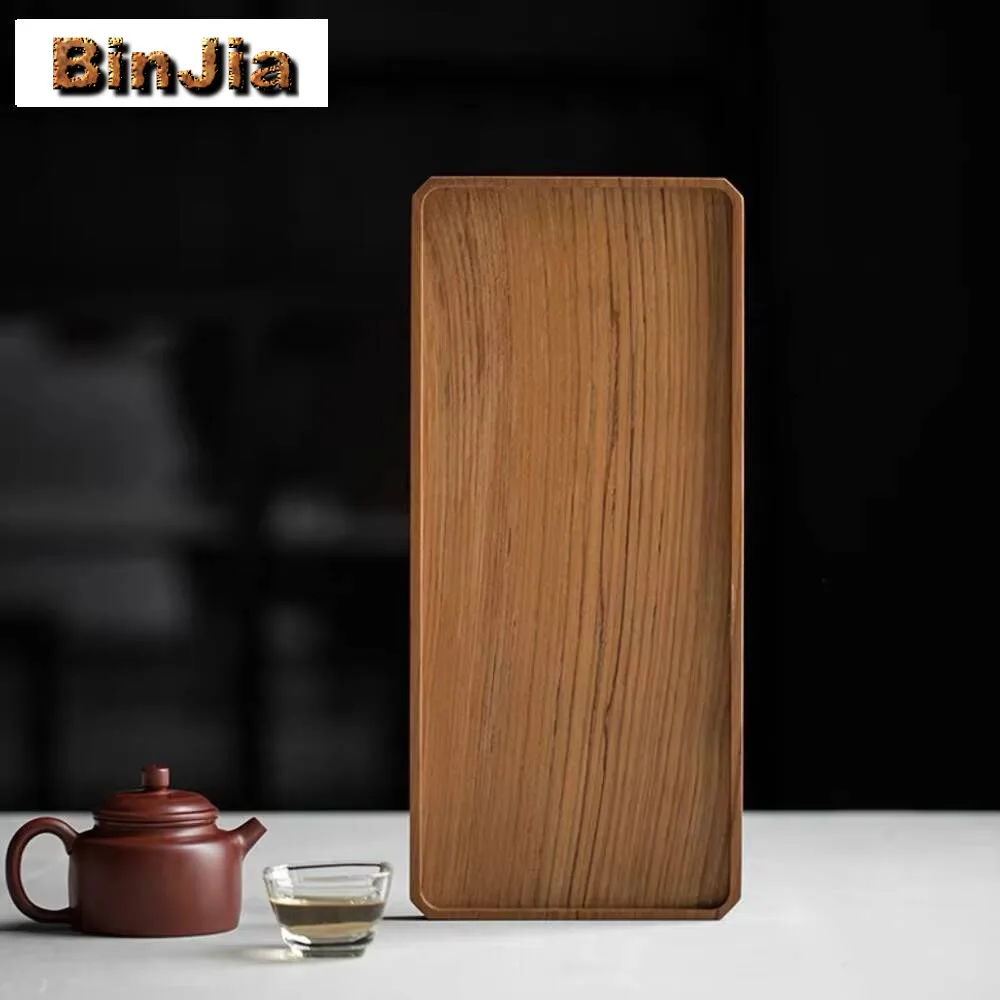 Handamde Teak Wood Square Dry Brewing Table Tea Tray Samll Board Household Dishes For Serving Fruit Snacks Plate Teaware