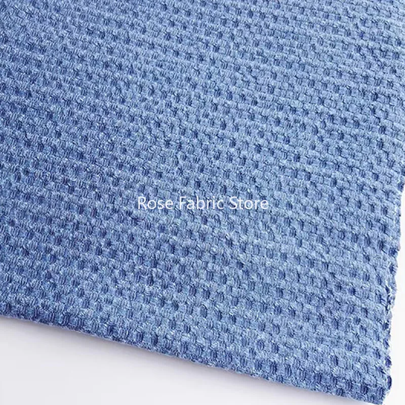 1 meter Cotton Jacquard Jeans Fabric Thick Retro Denim Indigo Blue After Washing Diy Handcrafts Bags Hat Pants Tissus