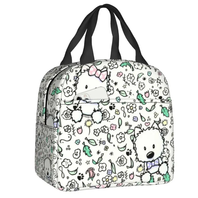 Cute West Highland Terrier Dog Insulated Lunch Bags for School Office Westie Puppy Resuable Thermal Cooler Bento Box Children