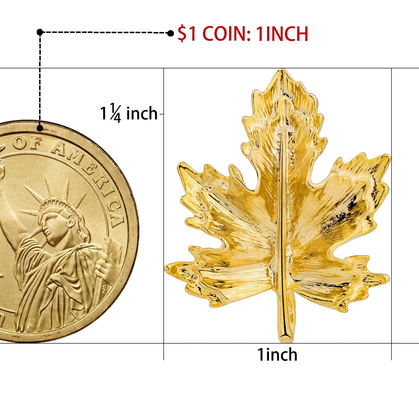 Gold Tone 3D Maple Leaf Lapel Pin Canada Symbol Brooch 1.25 Inch Enamel Pin Badge Fashion Jewelry Accessory Gift for Canadian