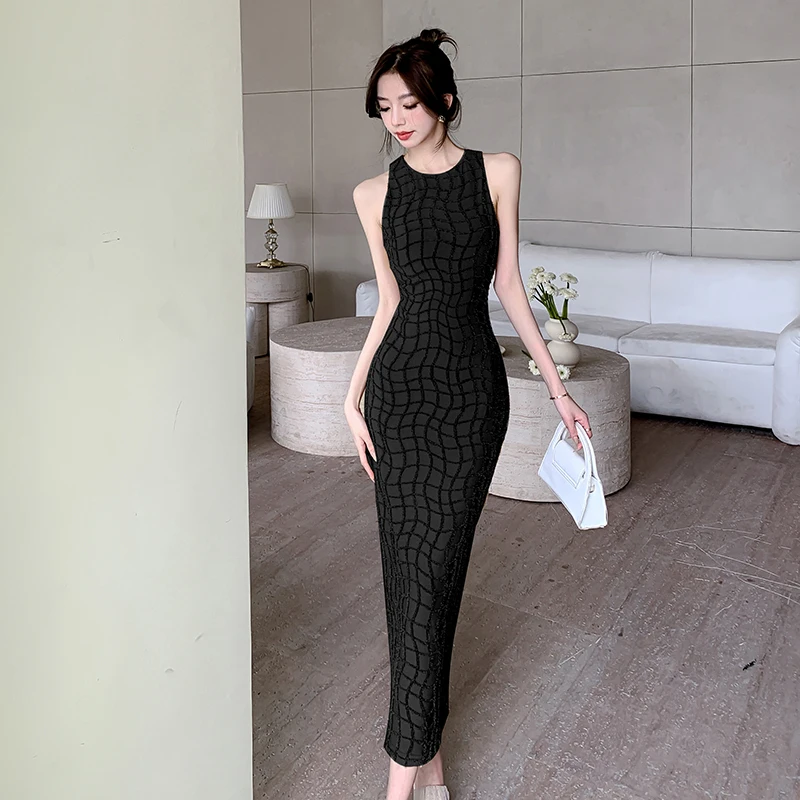 2024 Summer New Elegant Party Bodycon Beautiful Long Dresses for Women Sleeveless High Waist Slim Split Sundress Female Clothing