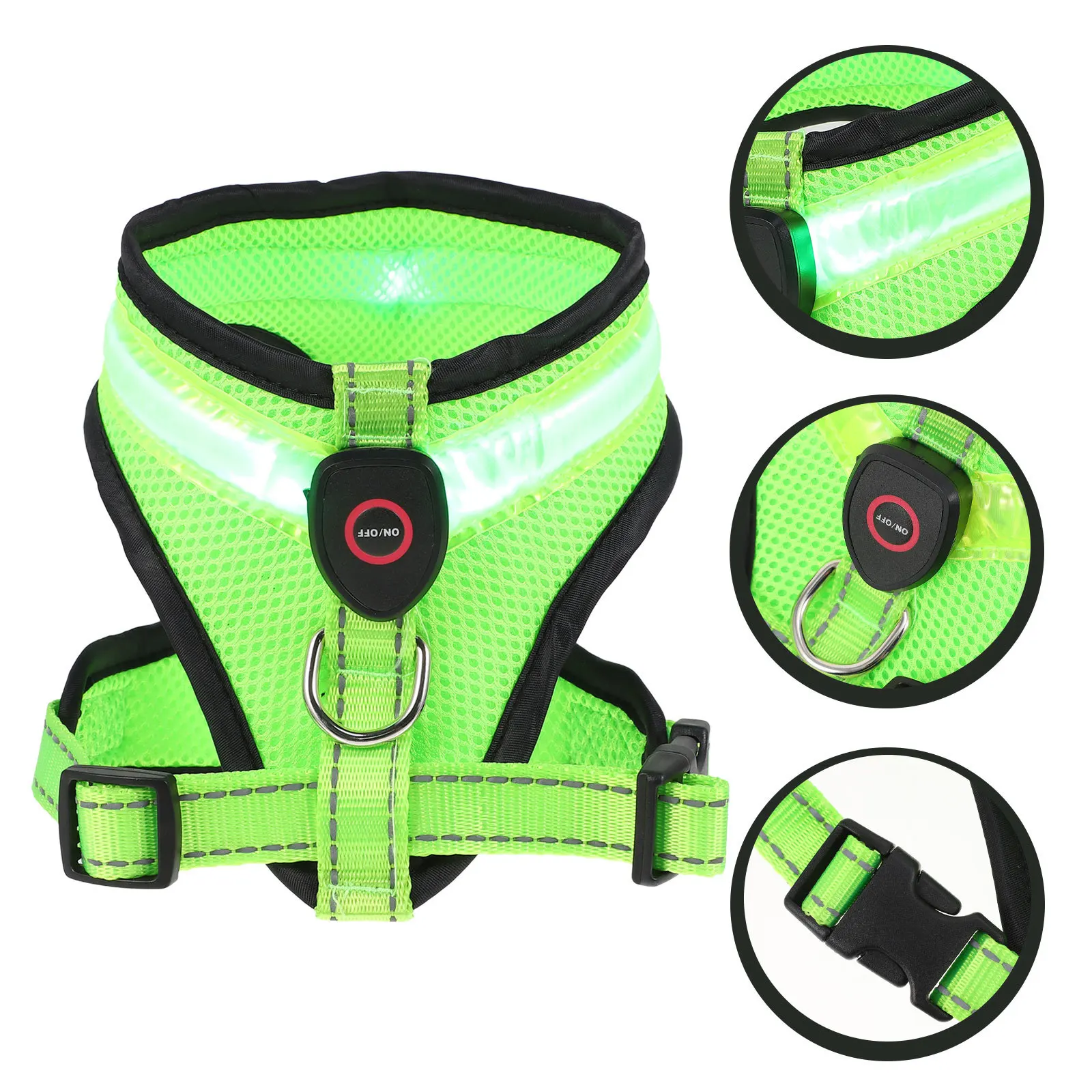 

1 set 1 Set Led Luminous Dog Vest Usb Charging Fashion Pet Dog Vest Breathable Comfortable Night Walking Safety Gear